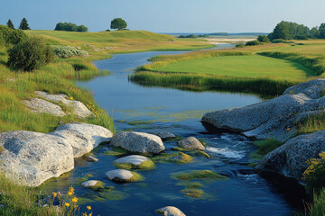 Wall Mural - A scenic view of Muhu Island, Estonia, serene and natural, coastal setting