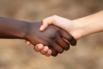 Wall Mural - A closeup photo capturing two individuals engaging in a handshake symbolizing mutual agreement or formal introduction .