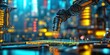 © YanabY - Advanced robotic arm performing precise tasks in a futuristic city at night with vibrant lighting and technology