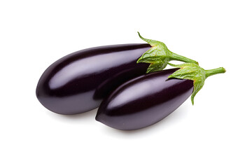 Wall Mural - Glossy purple eggplant isolated on white background