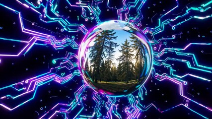 Leinwandbilder - Neon Circuit Dreamscape