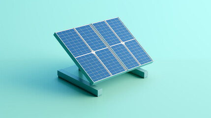 illustration of 3d solar panel on pastel blue background