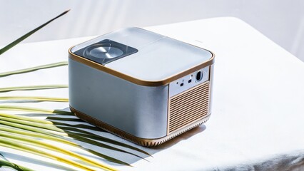 Poster - Modern Mini Projector on White Background