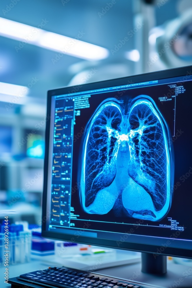 x-ray of human chest on computer monitor diagnostics medical center new ...