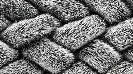 woven fur texture, monochrome, close-up, background blur, textile design