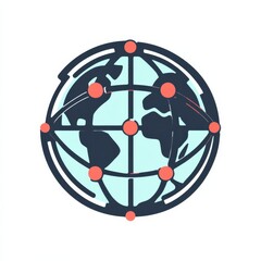 Aufkleber - Global Network Illustration: A Stylized Depiction of Worldwide Connectivity and International Relations.