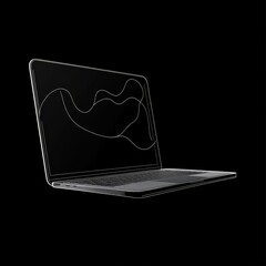 Poster - white line minimalist, aesthetic vector luxury brand outline laptop on black background