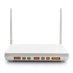 Poster - an upper side view of a white router isolated over white background