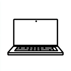 Aufkleber - Sleek Black and White Laptop: A Minimalist Illustration of Modern Computing Technology on a Clean Background