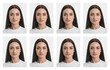 © New Africa - Photo of woman for passport or other document on white background, set