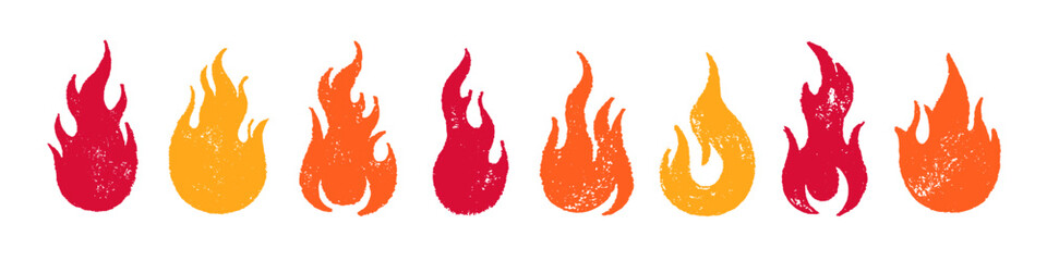 fire flame icon. crayon vector logo. hot fire on white background. flame simple illustration. graphi