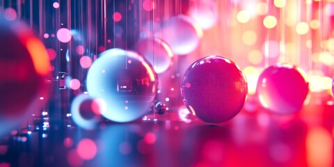 Wall Mural - colorful spheres in a vibrant abstract background shine with light. the image captures a futuristic 