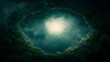 © creative - Mystical forest hole revealing night sky; atmospheric digital art for fantasy game design