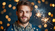 © Ruzana - Diwali joyful celebration with a male and sparkler lights