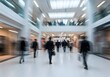 © Inspire Studio - Photorealistic Busy Shopping Mall Interior with Motion Blur – Shoppers, Escalators, and Modern Architecture