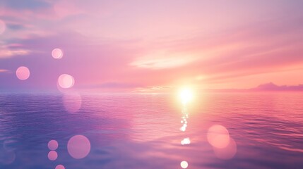 Wall Mural - Serene ocean with a beautiful pink and purple sunset over the water