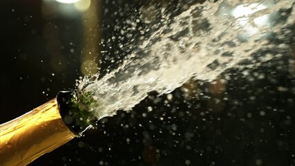 Fototapete - Super Slow Motion of Champagne Explosion with Camera Motion. Filmed on High Speed Cinema Camera, 1000fps.