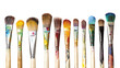 © HavingFunShop - Set of paintbrushes with dried paint on bristles, artistic tools for painters and creatives, isolated on a white background