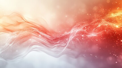 Wall Mural - an abstract background featuring gentle waves of white and red hues, illuminated with sparkling ener