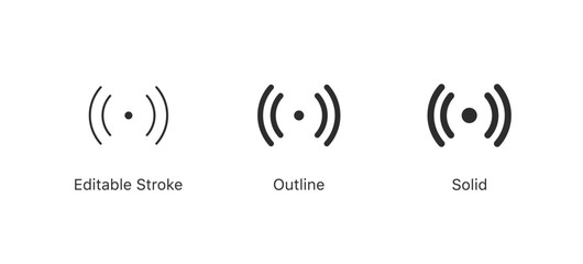 Fototapete - live signal icon, live streaming sign icon - wifi wireless icons. editable stroke, outline flat style
