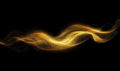 Sticker - Abstract glowing golden spark trails swirling dynamically against a dark background, representing celebration and energy