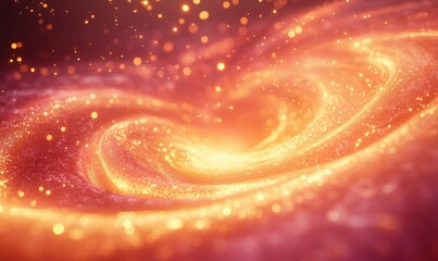 Wall Mural - artistic glowing particles forming dynamic swirling patterns in vibrant pink and orange hues, symbol
