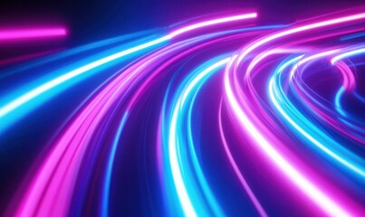 Wall Mural - colorful digital abstract art with swirling neon lights in vibrant hues of blue, purple, and pink, c