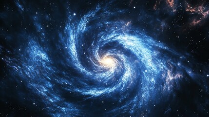 Wall Mural - spiral galaxy in deep space with bright blue light and swirling cosmic clouds. stunning astronomical