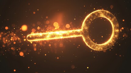 Glowing digital key. Cybersecurity concept.