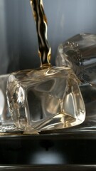 Fototapete - Super Slow Motion of Pouring Whiskey into Glass. Filmed on High Speed Cinema Camera, 1000 fps. Low Depth of Focus. Vertical Aspect Ratio.