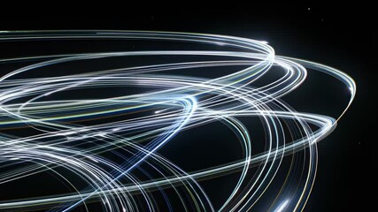 Wall Mural - colorful light trails weave and swirl through a bustling city at night, showcasing vibrant energy an