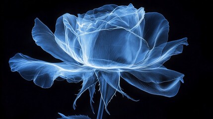 Wall Mural - Glowing blue rose, dark background, floral art, design element