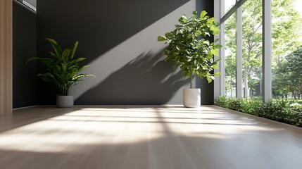 Sticker - Sunlit Room, Plants, Modern Interior, Green View. Home Design