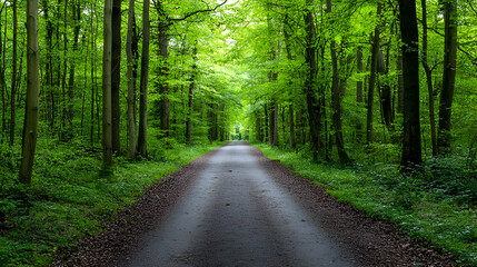  Sunlit Path Through Lush Green Forest