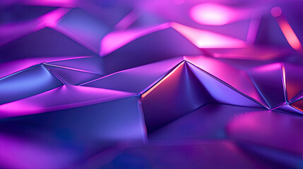 Wall Mural - Translucent Liquid Crystal Prisms with Neon Light Refraction and Abstract Geometric Patterns in Digital Glow
