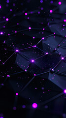 Wall Mural - Neon-Pulsed Quantum Grid Nodes with 3D Abstract Geometry and Digital Particle Effects in Minimalistic Design
