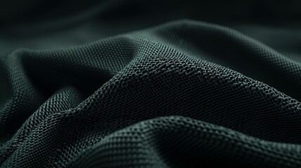Wall Mural - Black Woven Fabric Showing Texture and Details with Shadows