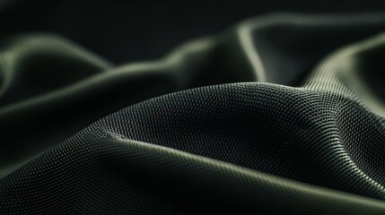 Wall Mural - Close up view of textured black fabric with folds