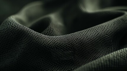 Detailed macro photography of a dark gray fabric mesh texture