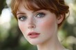 © Odin AI - Portrait of a young woman with freckles and vibrant eyes in a natural outdoor setting captured during golden hour
