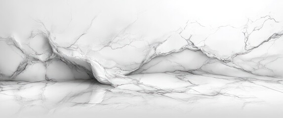 Wall Mural - Elegant White Marble Texture with Gray Veins Natural Light Premium Background