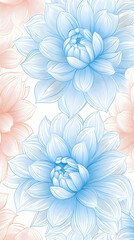 Sticker - Floral Illustration: Delicate Blue and Peach Dahlias