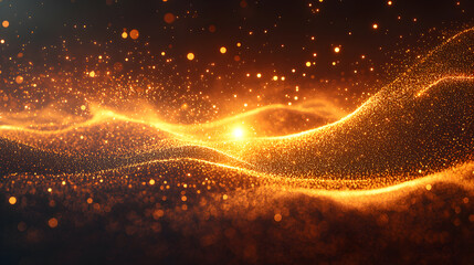 Wall Mural - a bright orange wave of light with a sun in the background