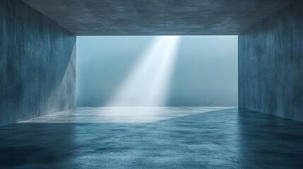 Wall Mural - a large, empty room with a blue ceiling and a blue floor