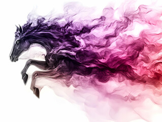 Sticker - Abstract Horse Illustration Purple Smoke