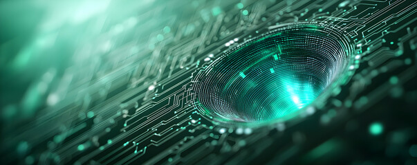 Wall Mural - a green computer chip with a hole in the middle