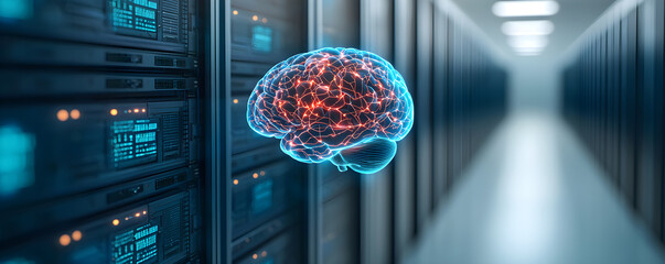 Wall Mural - a computer brain is shown in a computer room