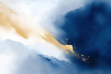 Wall Mural - this beautifully handpainted illustration features stunning abstract waves in shades of blue, white,
