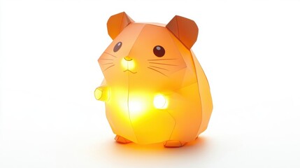 Canvas Print - Adorable papercraft hamster illuminated from within the creature is beautiful