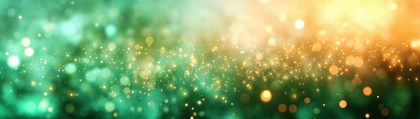 Aufkleber - Abstract Green and Golden Bokeh Lights Background for Christmas and Holiday Celebration
